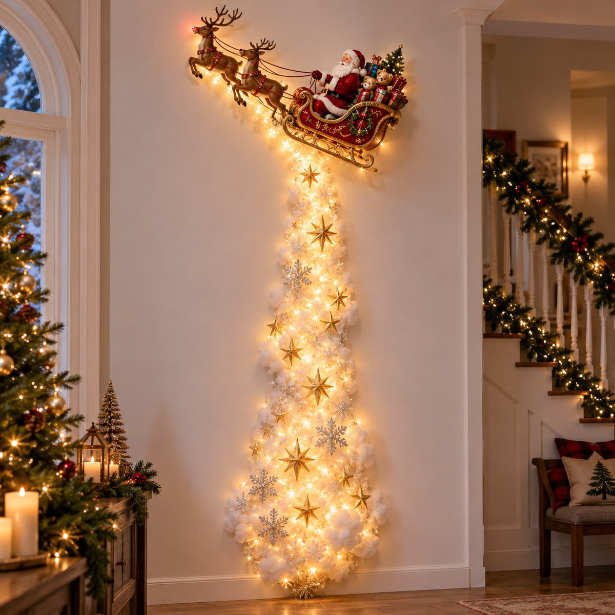 🎄 Christmas Magic Trail Wall Light – 120cm Light-Up Holiday Wall Decor