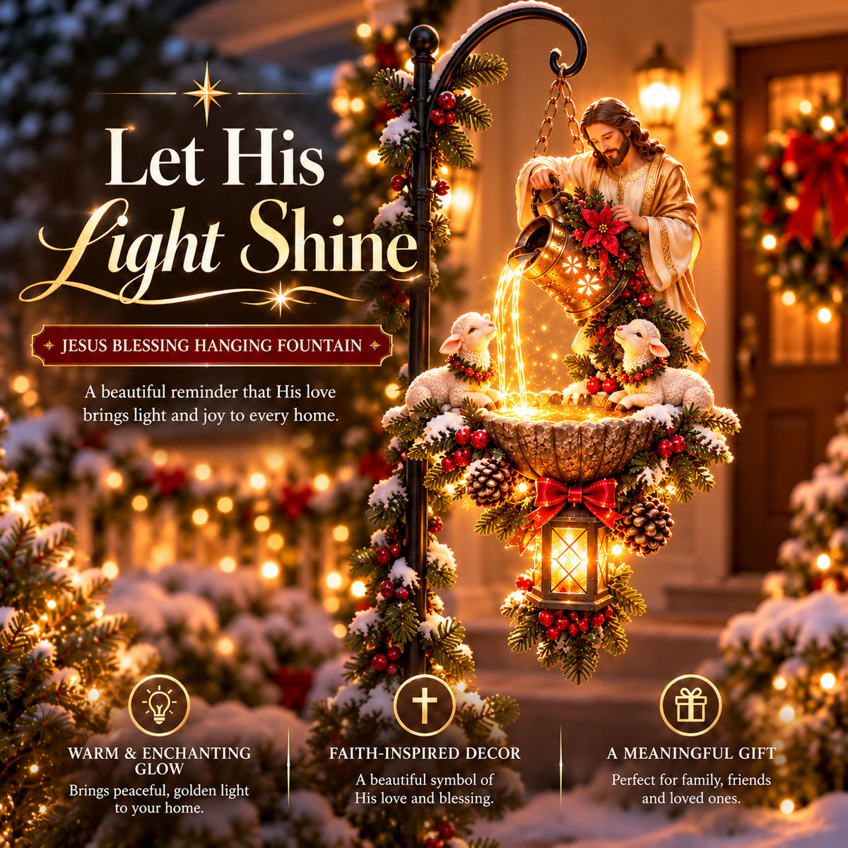 ✝️ Jesus Light-Pour Christmas Hanging Décor – Warm Faith-Inspired Display