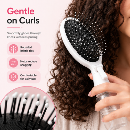 💦 2-in-1 Mist Spray Hair Brush – Detangling & Curl Refresh Brush With Refillable Reservoir