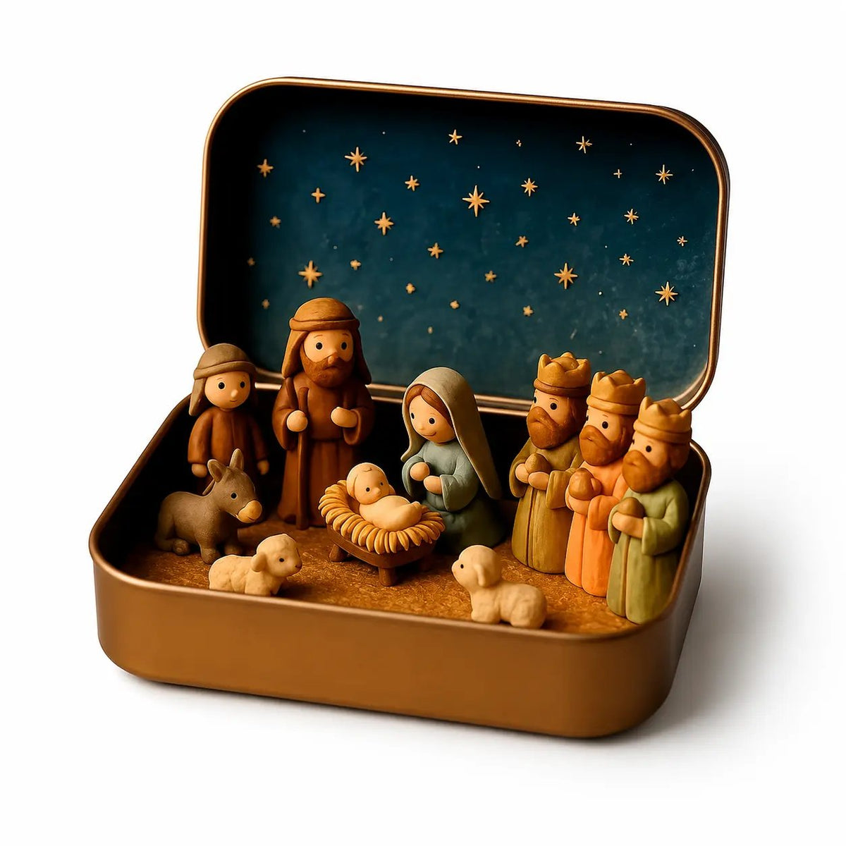 ✨ Mini Nativity Keepsake Tin – Compact Christmas Scene