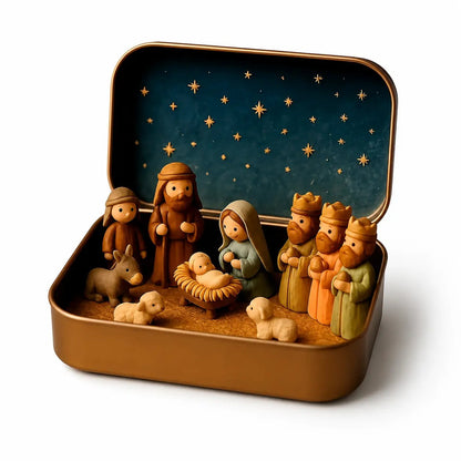 ✨ Mini Nativity Keepsake Tin – Compact Christmas Scene