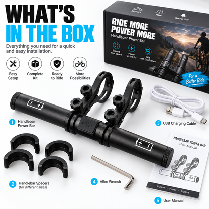 🚴 Powered Bike Handlebar Extender – Extra Mounting Space + USB Charging