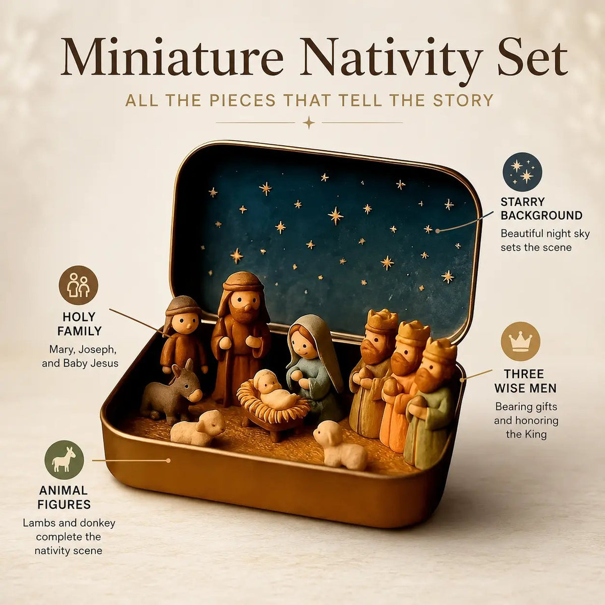 ✨ Mini Nativity Keepsake Tin – Compact Christmas Scene