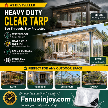 🌧️Heavy-Duty Clear Tarp – Outdoor Coverage Without Blocking the Light