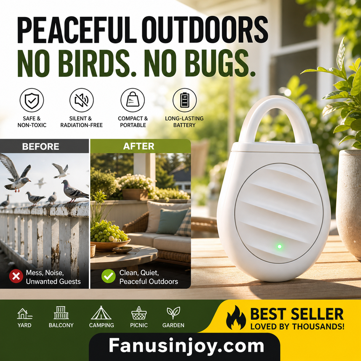 🐦Portable Ultrasonic Bird Repellent Keychain-No more trouble from birds, beasts and locusts