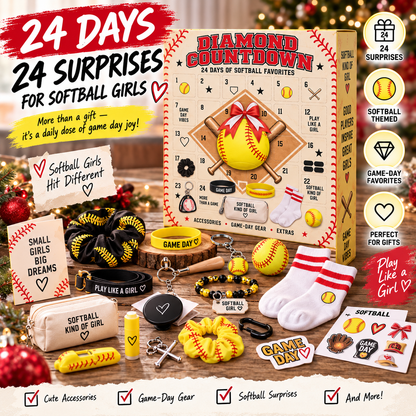 🥎 2026 Softball Girls Advent Calendar – 24 Days of Game-Day Surprises