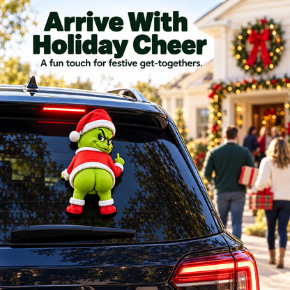🎅 Funny Grinch Rear Window Car Decor, Water Spray Christmas Grinch Ornament for SUV Rear Windshield, Holiday Prank Car Decoration