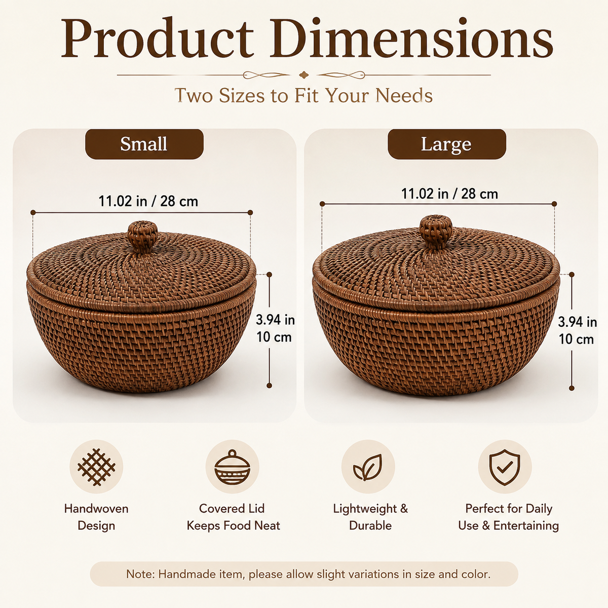 🧺 Woven Tortilla Basket With Lid – Covered Bread & Table Serving Basket