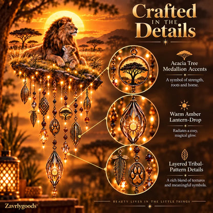 🦁 Lion & Cub Warm Glow Wall Décor – Savannah-Inspired Family Accent
