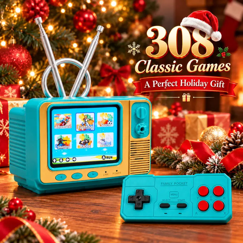 📺 Mini Retro TV Game Console – 308 Games, 2.8” Screen & Wireless Controller