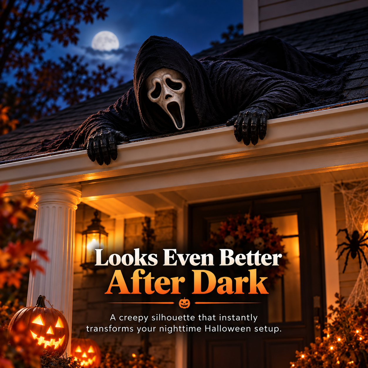 👻 Creepy Roof Crawler Halloween Prop – Porch, Garage & Roofline Horror Decoration