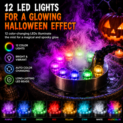 🌫️ Ultrasonic Mist Maker Fogger-🎃Turn Water Into Spooky Glowing Fog