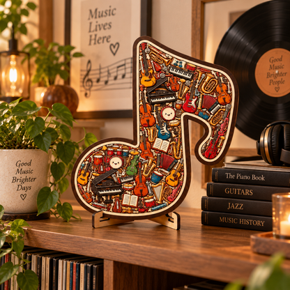 🎶Wooden Musical Note Jigsaw Puzzle – Display-Worthy Musical Decor