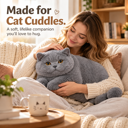 🐱 Lifelike British Shorthair Cat Plush Pillow – So Realistic, You’ll Look Twice