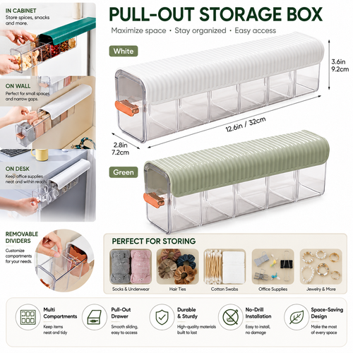 🏠Clear Wall Mounted Organizer, Punch-Free Multi-functional Storage Box, Clear Wall Mounted Drawer Organizer