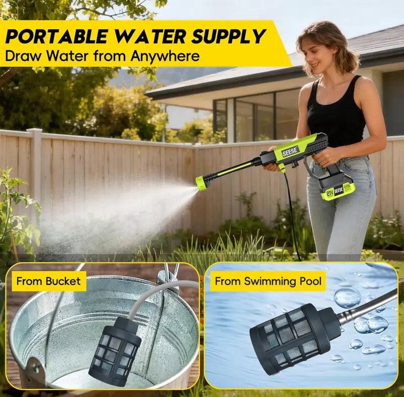 Cordless high-pressure washer, portable car washer, suitable for car washing, household cleaning, and garden watering