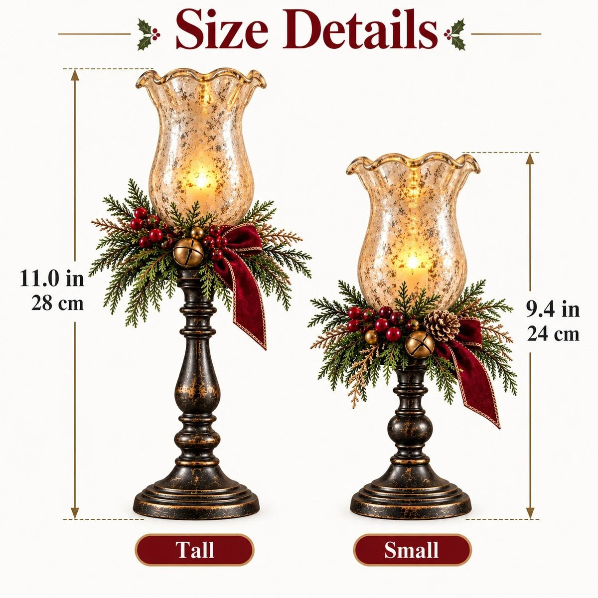 🕯️ Vintage Mercury Glass Christmas Candle Lamp – Flickering LED Holiday Decor