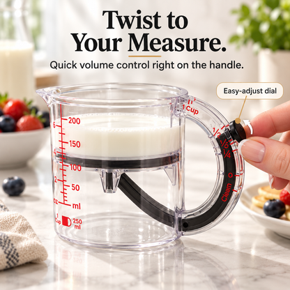 🥣 Adjustable Measuring Cup with Built-In Scraper – 1 Cup / 250 mL for Baking & Cooking