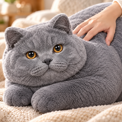 🐱 Lifelike British Shorthair Cat Plush Pillow – So Realistic, You’ll Look Twice