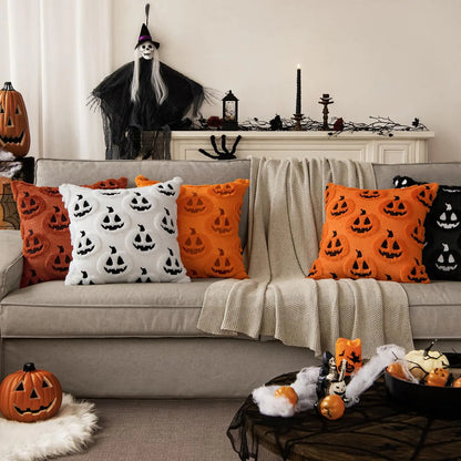 Embroidered Pumpkin Pillow Cover – Cozy Halloween Decor