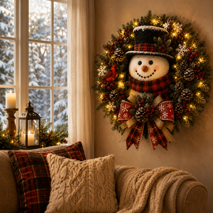 🔥Hot Sale 49% OFF-⛄ Snowman Glow Christmas Wreath