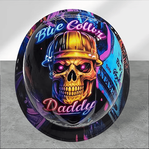 🔥 Blue Collar Daddy Hydro-Dipped Hard Hat – The Grind Never Stops