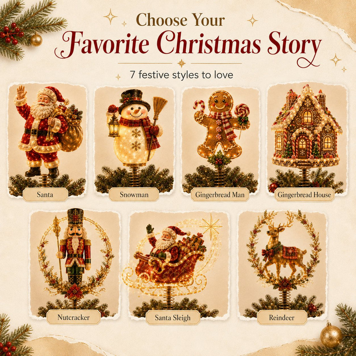 ⏳ Last Day 49% OFF – 🎅  Lighted Christmas Tree Topper Collection | 7 Festive Character Designs To Transform Your Tree Into A Holiday Showpiece ✨