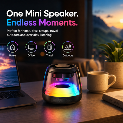 Mini RGB Bluetooth Speaker & Magnetic Phone Stand – Portable 5W 360° Stereo Sound