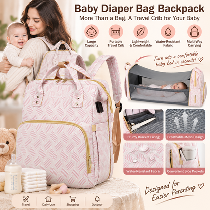 👶  2-in-1 Baby Diaper Bag Backpack – Fold-Out Care Space & Large Storage