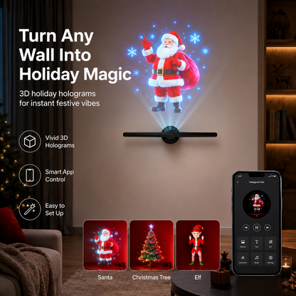 🎄 3D Hologram Fan Projector – Bring Christmas Magic to Life