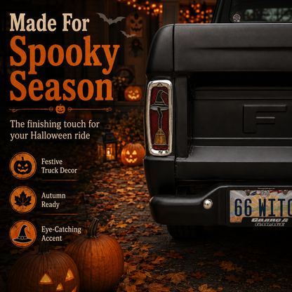 🎃 Halloween Witch Hat & Broom Tail Light Lens Accent for Classic Trucks（2 PCS）