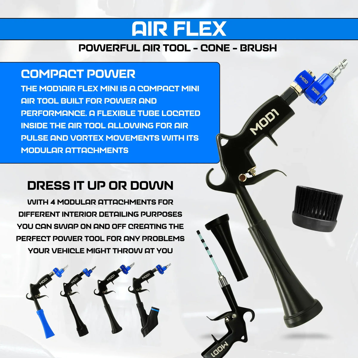 🚗MOD1AIR Complete Full‑Size 6‑Piece Modular Car Detailing Air Tool Kit