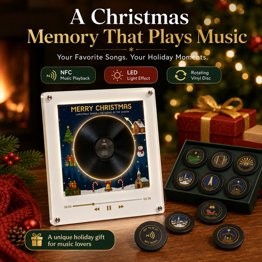 ✨The Christmas Record That Plays Your Favorite Songs 🎄 – NFC Vinyl Music Display with LED & Rotating Disc