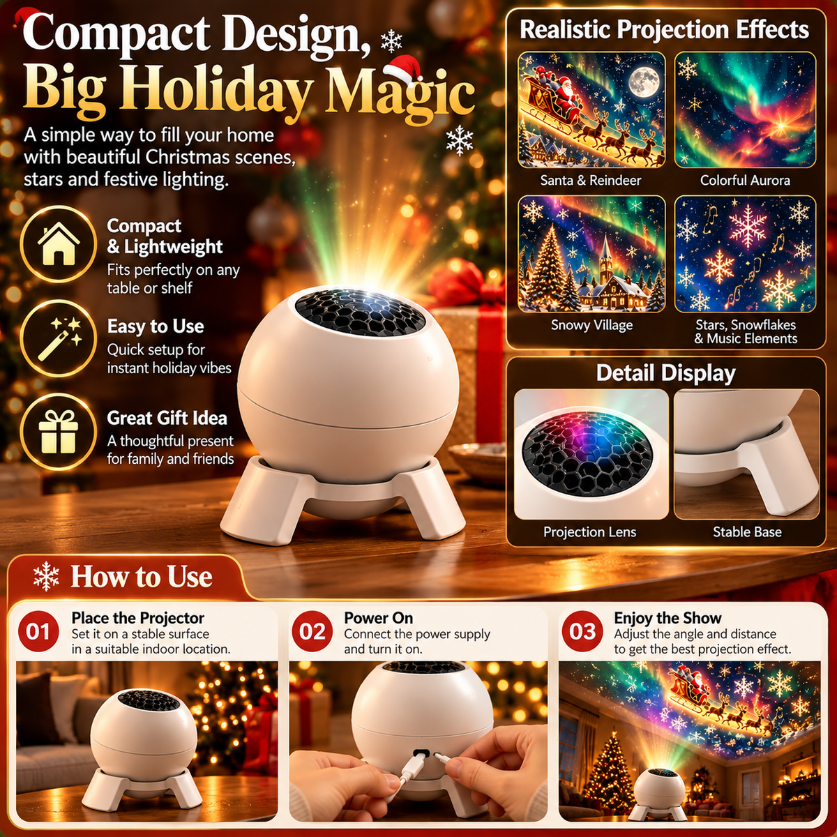 🎄 Magical Christmas Scene Projector – Transform Your Room into a Holiday Wonderland ✨