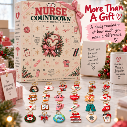 🎄 24-Day Nurse Appreciation Advent Calendar – 24 Nurse-Themed Keychains