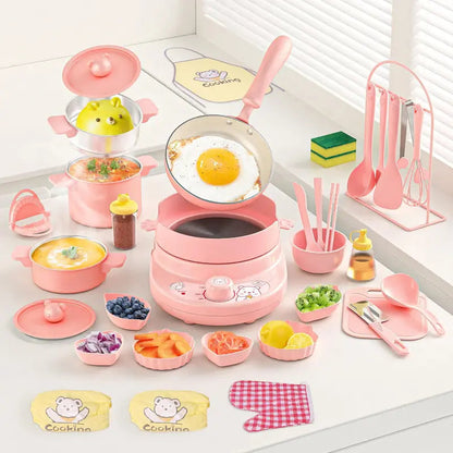 52-Piece Kids’ Mini Real-Cooking Kitchen Set with Electric Stove & Cookware