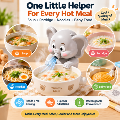 🐘 Hands-Free Food Cooling Fan – Cool Hot Meals Faster Without Blowing