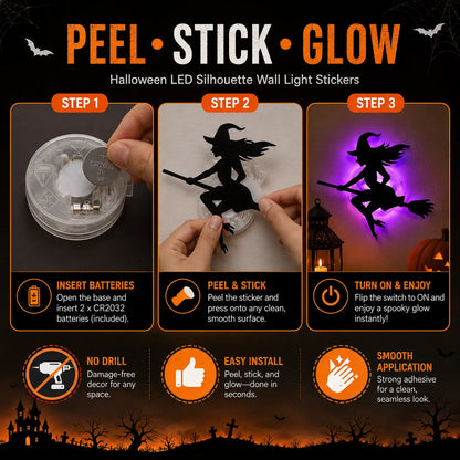 🎃Halloween LED Silhouette Wall Light Stickers