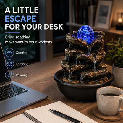 💧Tabletop Water Fountain-Flowing Water & Mesmerizing Ambience in Your Space