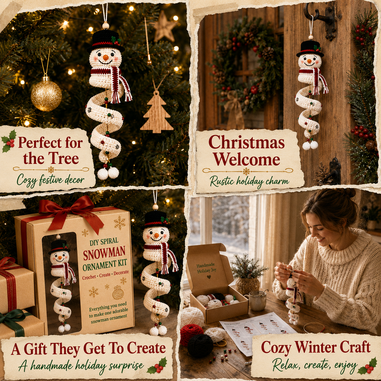 🎄 Handmade Christmas Crochet Ornament Kit - The Perfect DIY Holiday Gift & Decoration