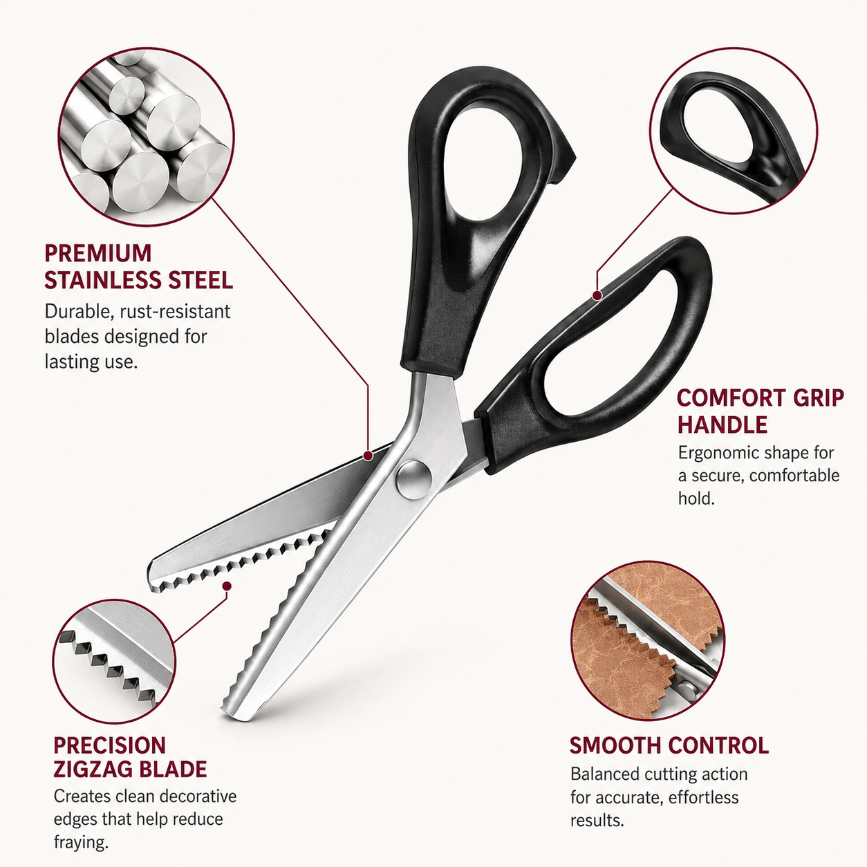 ✂️Stainless Steel Zig Zag Scissors with Serrated Teeth