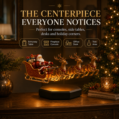 🎅 Floating Santa Sleigh with 4 Reindeer – Magnetic Christmas Centerpiece