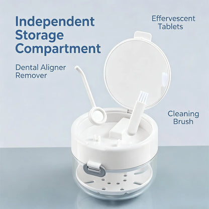 Travel Retainer Cleaner Case with Mirror & Drain Tray