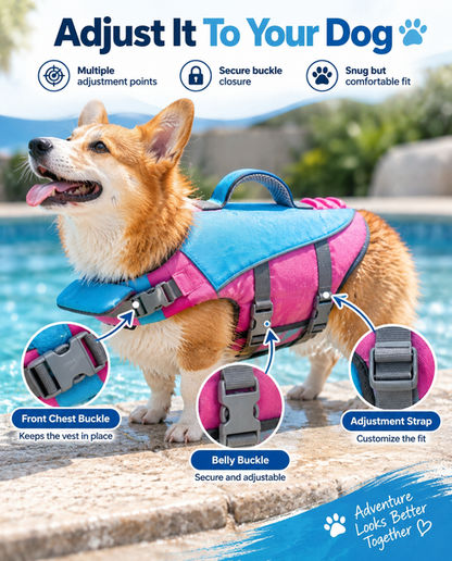Dog Life Vest – Adjustable Flotation Support for Swimming &amp; Boating