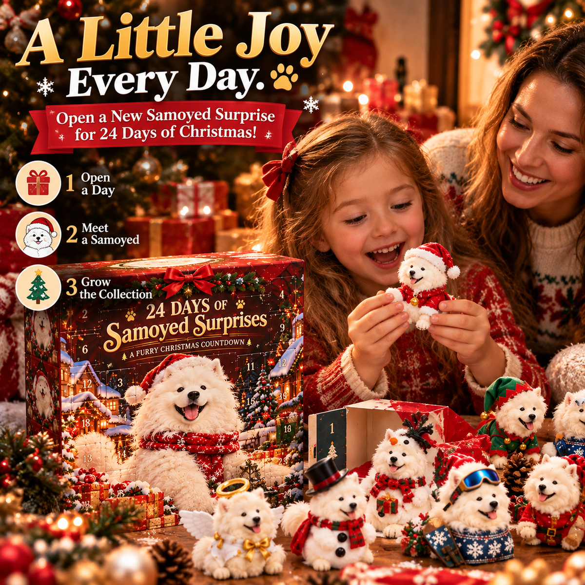 🐶 Samoyed Christmas Countdown Collection – 24 Festive Surprises