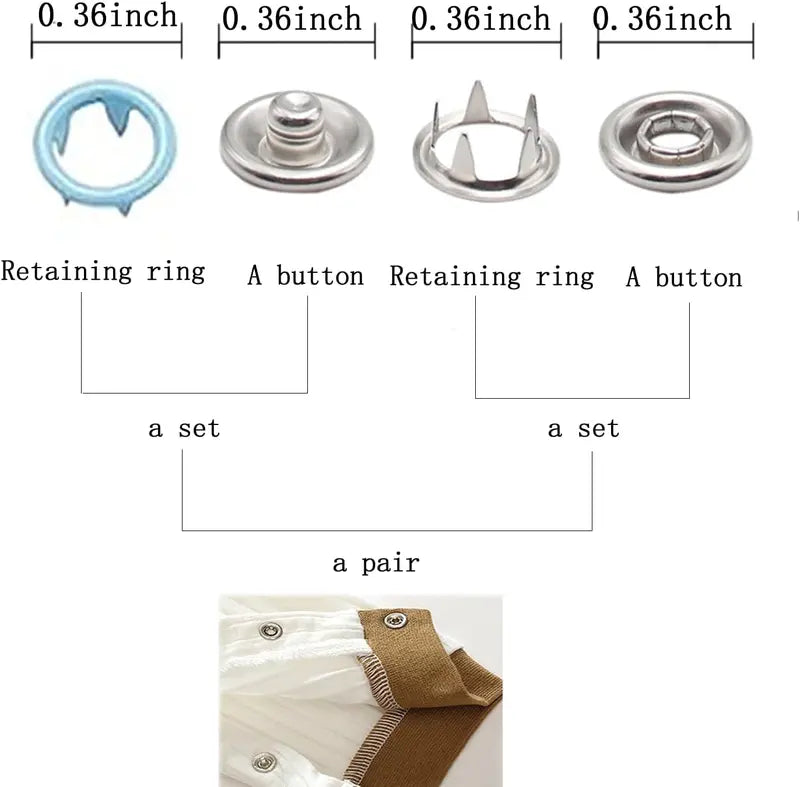 100PCS Snap Fastener Kit with Pliers – Easy Clothing Repair & DIY