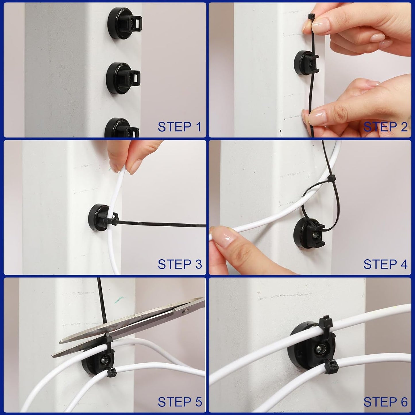 🔥HOT SALE🔥🧲 12 Pack Heavy Duty Magnetic Zip Tie Mounts for Cable Management