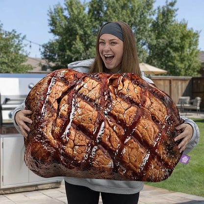 Grilled Steak Pillow | All About Vibe – Life-Like 3D Meat Throw Pillow | Funny Aesthetic Room Decor & Foodie Gift