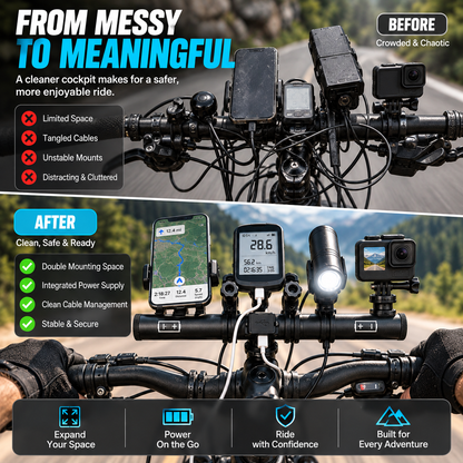 🚴 Powered Bike Handlebar Extender – Extra Mounting Space + USB Charging