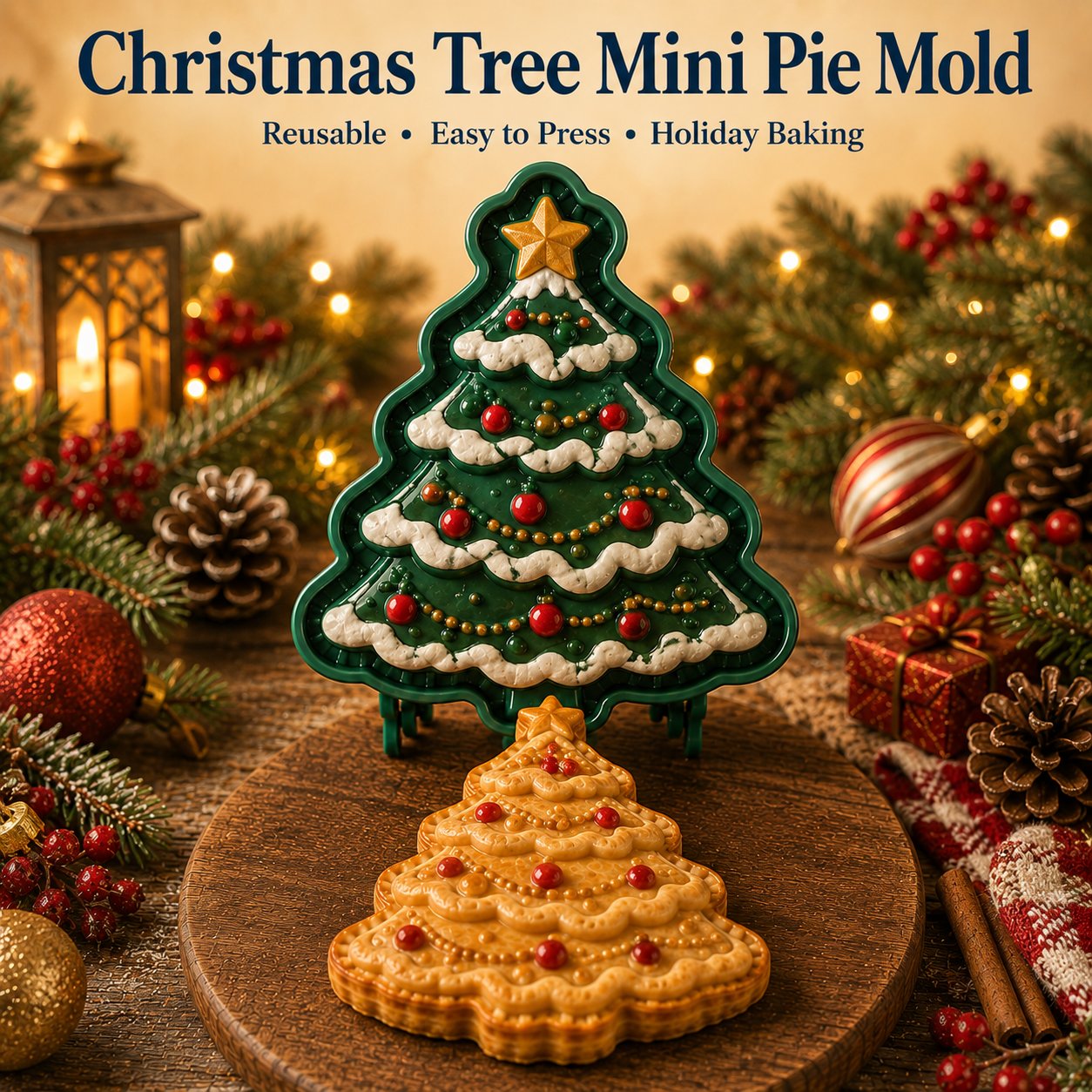 🎄 9-Design Christmas Mini Pie Mold Collection | Reusable Embossed Molds for Shaping Detailed Santa, Snowman, Reindeer, Tree & Holiday Pies